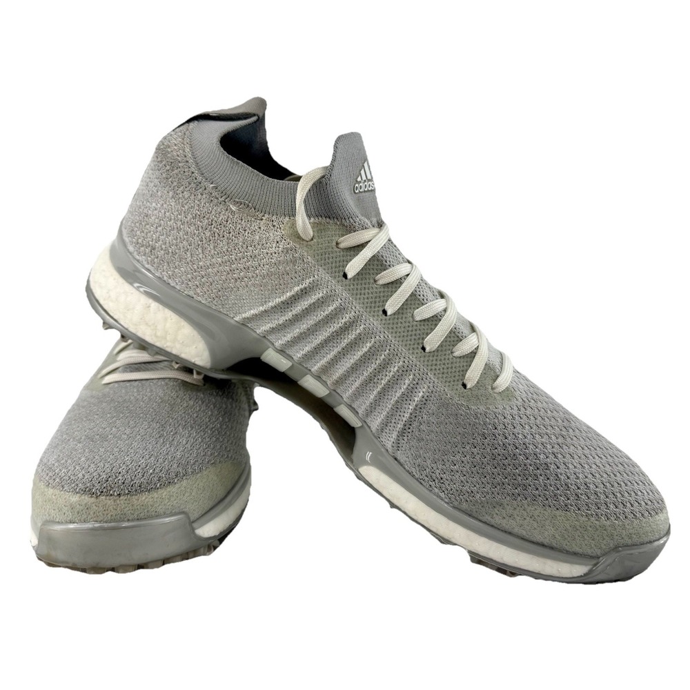 Adidas Tour 360‎ Boost Golf Shoes Mens 12 Primeknit Grey White Spikes EUC